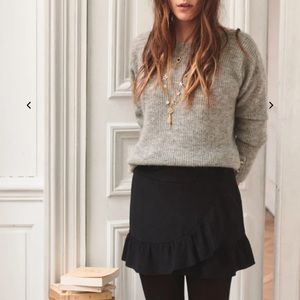 Sezane Cassi 100% Silk Mini Ruffle Skirt